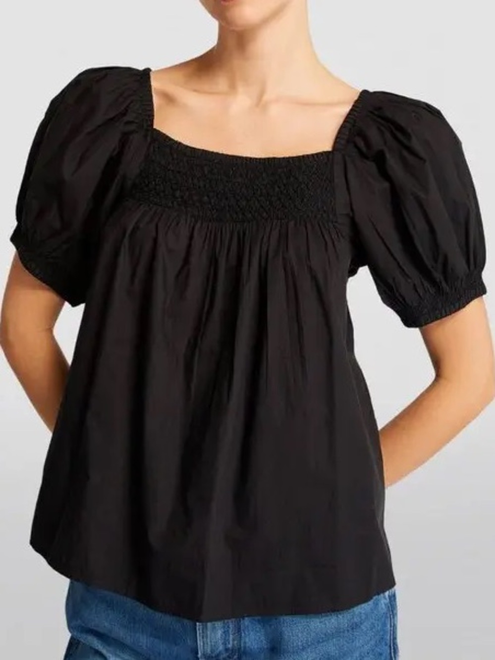 Doen Black Organic Cotton Gail Blouse Size XS